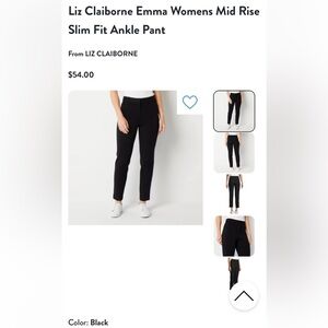 Liz Claiborne Emma Womens Mid Rise Slim Fit Ankle Pant